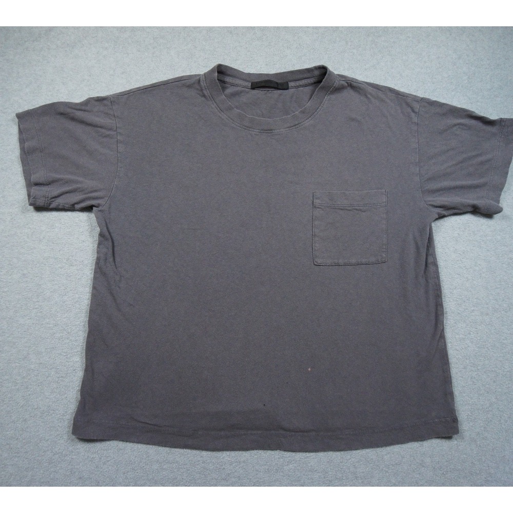 Jenni Kayne Shirt Womens Small Gray Pocket Crew Neck Short Sleeve FLAWS**